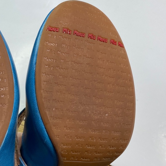 Miz Mooz Solange Leather Maryjane’s Size 7 Turquoise/Tan 3.5” Pump Leaf Strap - Picture 13 of 13